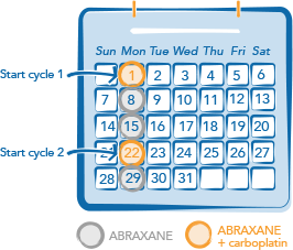 ABRAXANE is given once a week for 3 weeks in a row during a 21-day treatment cycle